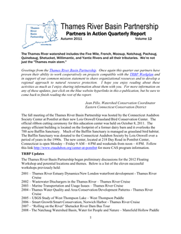 Thames River Basin Partnership Partners in Action Quarterly Report Autumn 2011 Volume 12