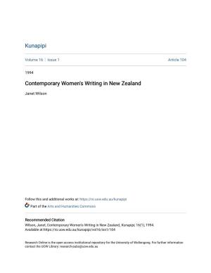 Contemporary Women's Writing in New Zealand