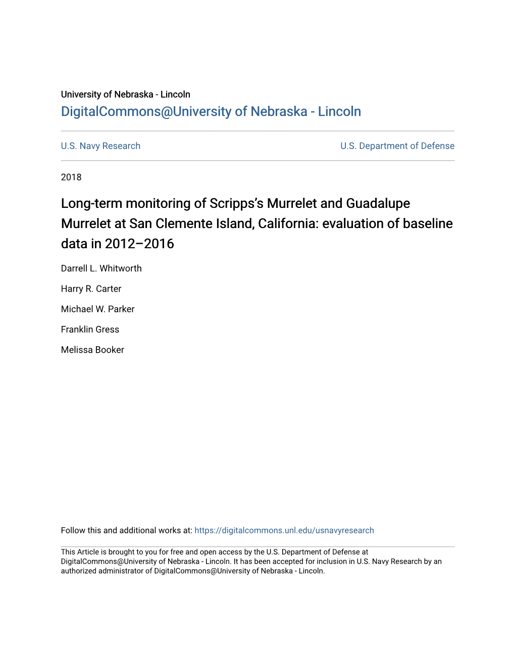 Long-Term Monitoring of Scripps's Murrelet and Guadalupe Murrelet At