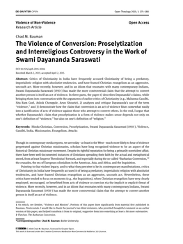 The Violence of Conversion: Proselytization and Interreligious Controversy in the Work of Swami Dayananda Saraswati