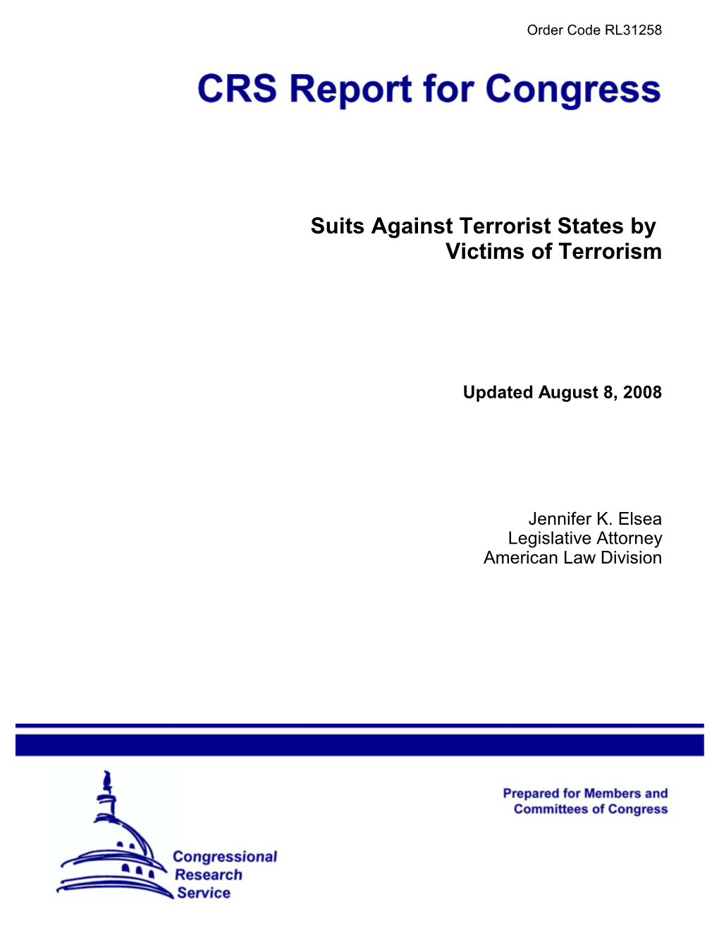 Suits Against Terrorist States by Victims of Terrorism