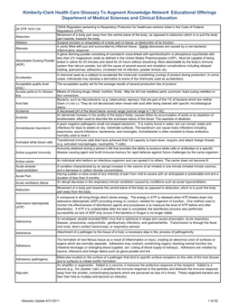 Kimberly-Clark Health Care Glossary to Augment Knowledge Network Educational Offerings Department of Medical Sciences and Clinical Education