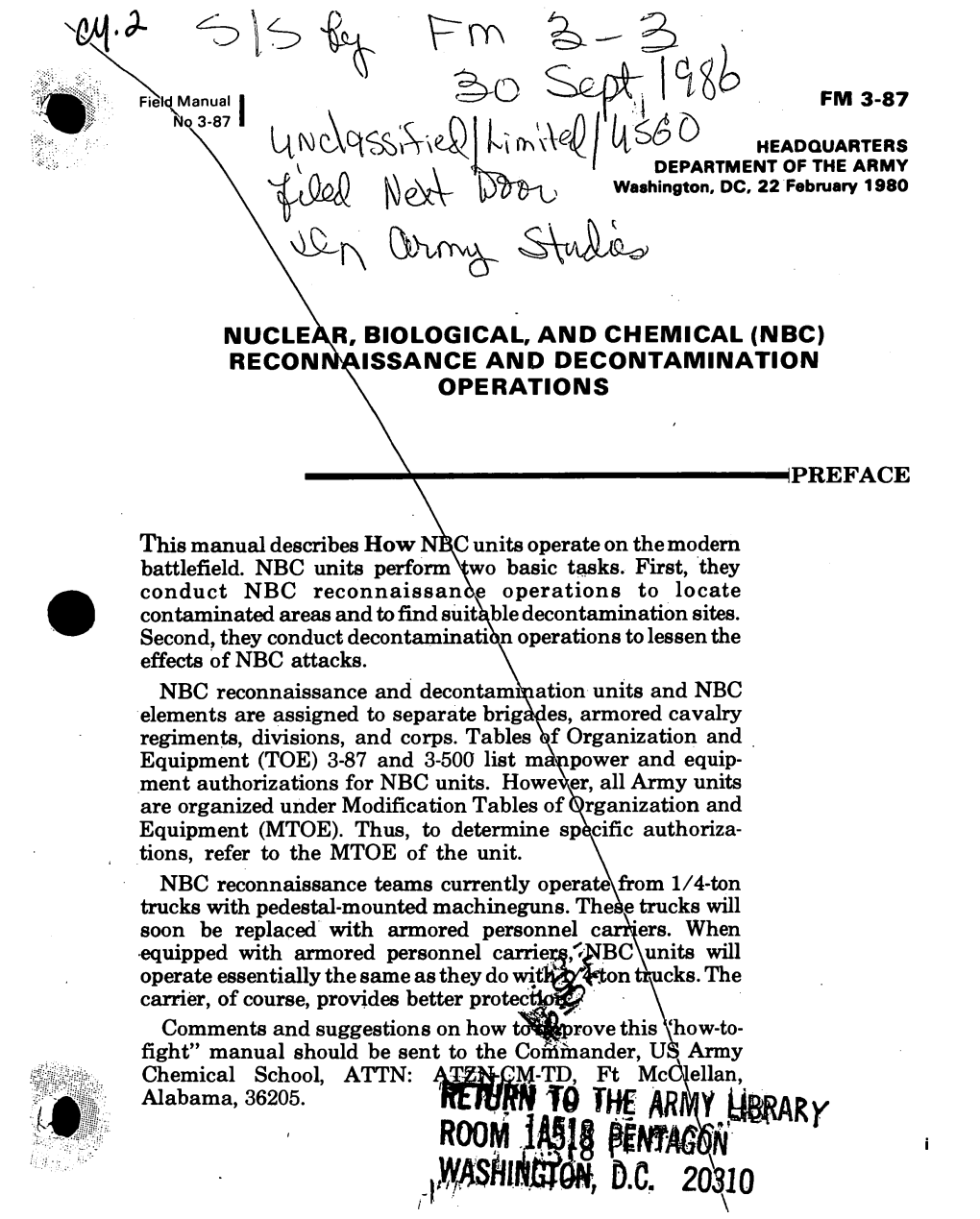 FM 3-87: Nuclear, Biological, and Chemical (NBC)