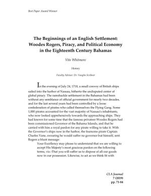 Woodes Rogers, Piracy, and Political Economy in the Eighteenth Century Bahamas