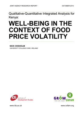 Well-Being in the Context of Food Price Volatility