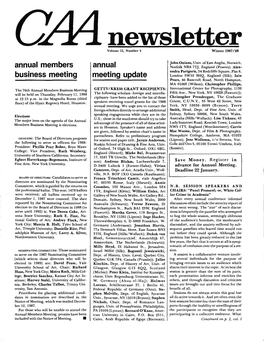 Winter 1987-88 CAA Newsletter