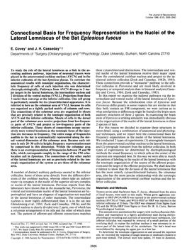 Connectional Basis for Frequency Representation in the Nuclei of the Lateral Lemniscus of the Bat Eptesicus Fuscus