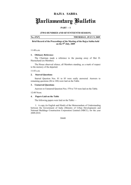 Parliamentary Bulletin