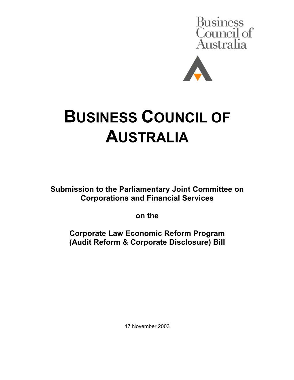 Submission to the Parliamentary Joint Committee on Corporations and Financial Services