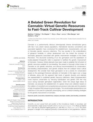 A Belated Green Revolution for Cannabis: Virtual Genetic Resources to Fast-Track Cultivar Development