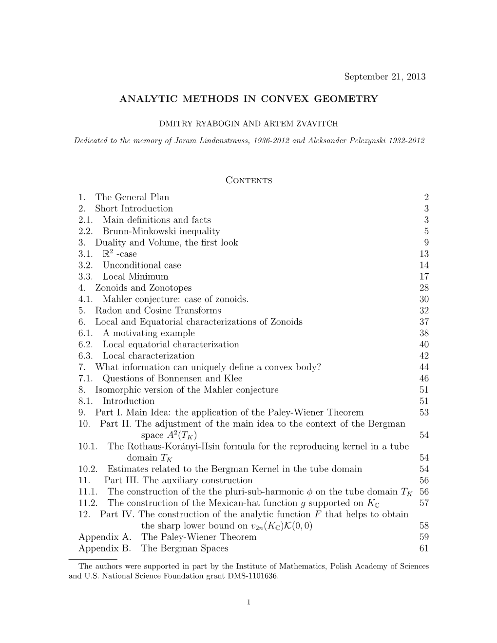 Analytic Methods in Convex Geometry