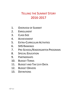 Telling the Summit Story 2016-‐2017