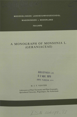 A Monograph of Monsonia L. (Geraniaceae)