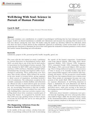 Well-Being with Soul: Science in Pursuit of Human Potential