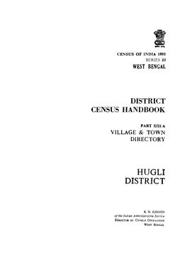 Village & Town Directory, Hugli, Part XIII-A, Series-23, West Bengal