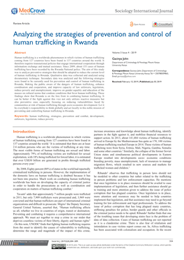 Analyzing the Strategies of Prevention and Control of Human Trafficking in Rwanda