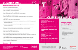 CLIMBING WALL Physical Literacy Check List