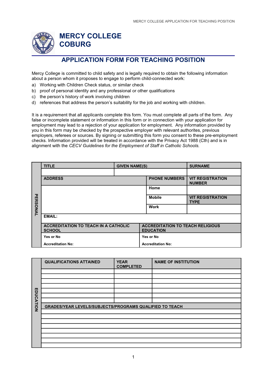 Application for Employment Teaching Position s3