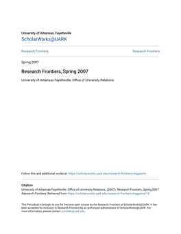 Research Frontiers, Spring 2007