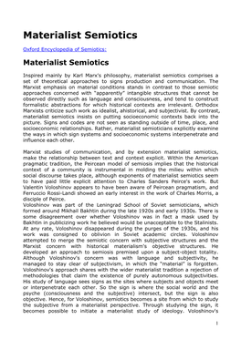 Materialist Semiotics