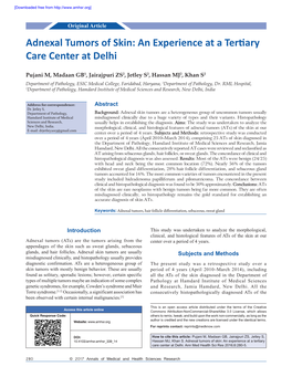 Adnexal Tumors of Skin: an Experience at a Tertiary Care Center at Delhi