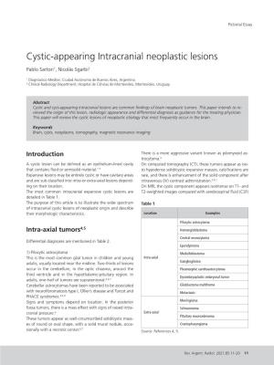 Cystic-Appearing Intracranial Neoplastic Lesions
