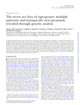 The Secret Sex Lives of Sage-Grouse: Multiple Paternity and Intraspecific Nest Parasitism Revealed Through Genetic Analysis