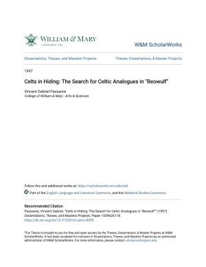 Celts in Hiding: the Search for Celtic Analogues in "Beowulf"