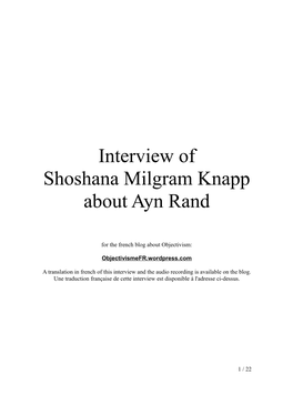 Interview of Shoshana Milgram Knapp About Ayn Rand