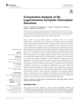 Comparative Analysis of Six Lagerstroemia Complete Chloroplast Genomes