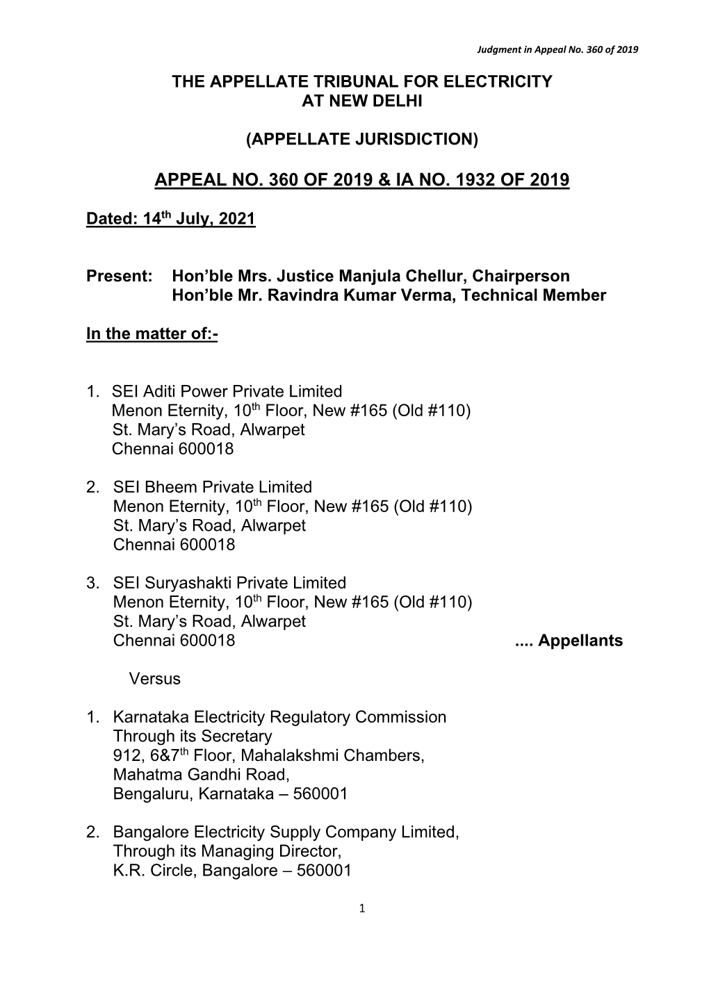 Appeal No. 360 of 2019 & Ia No. 1932 of 2019