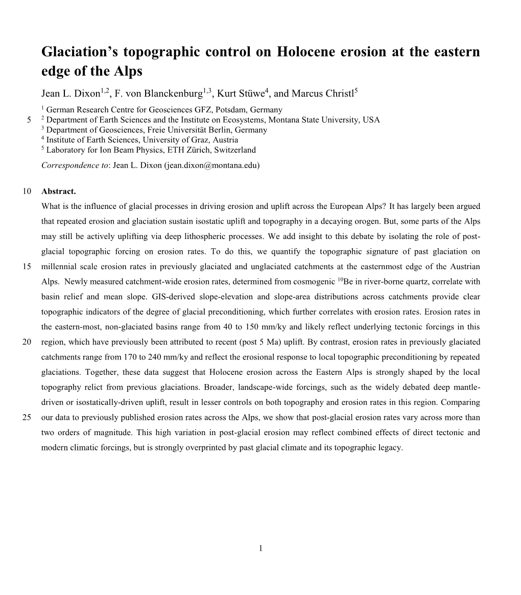 Glaciation's Topographic Control on Holocene