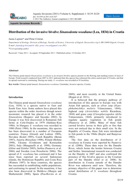 Distribution of the Invasive Bivalve Sinanodonta Woodiana (Lea, 1834) in Croatia