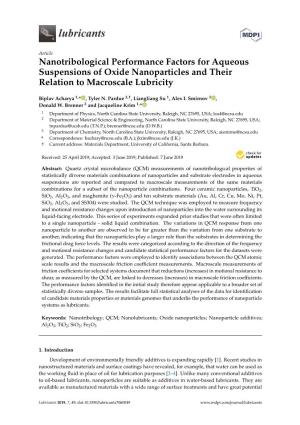 Nanotribological Performance Factors for Aqueous Suspensions of Oxide Nanoparticles and Their Relation to Macroscale Lubricity