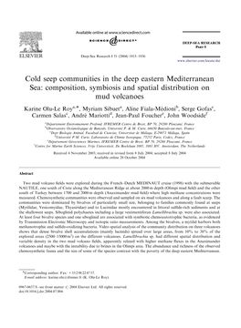 Cold Seep Communities in the Deep Eastern Mediterranean Sea: Composition, Symbiosis and Spatial Distribution on Mud Volcanoes