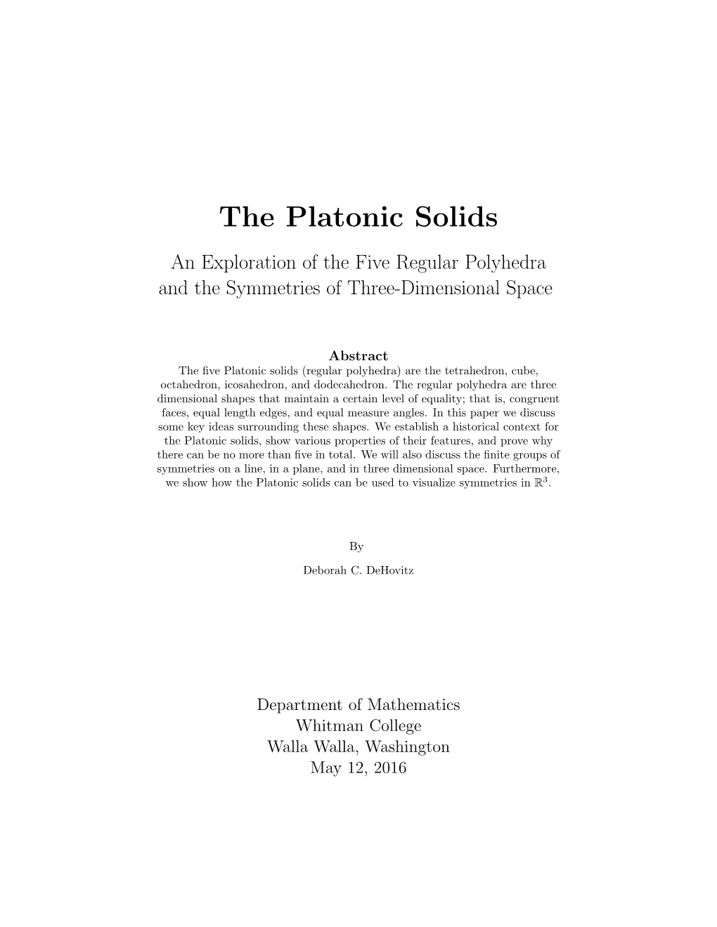 The Platonic Solids