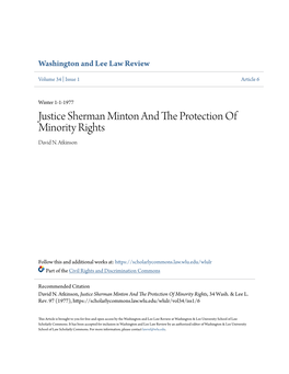 Justice Sherman Minton and the Protection of Minority Rights, 34 Wash