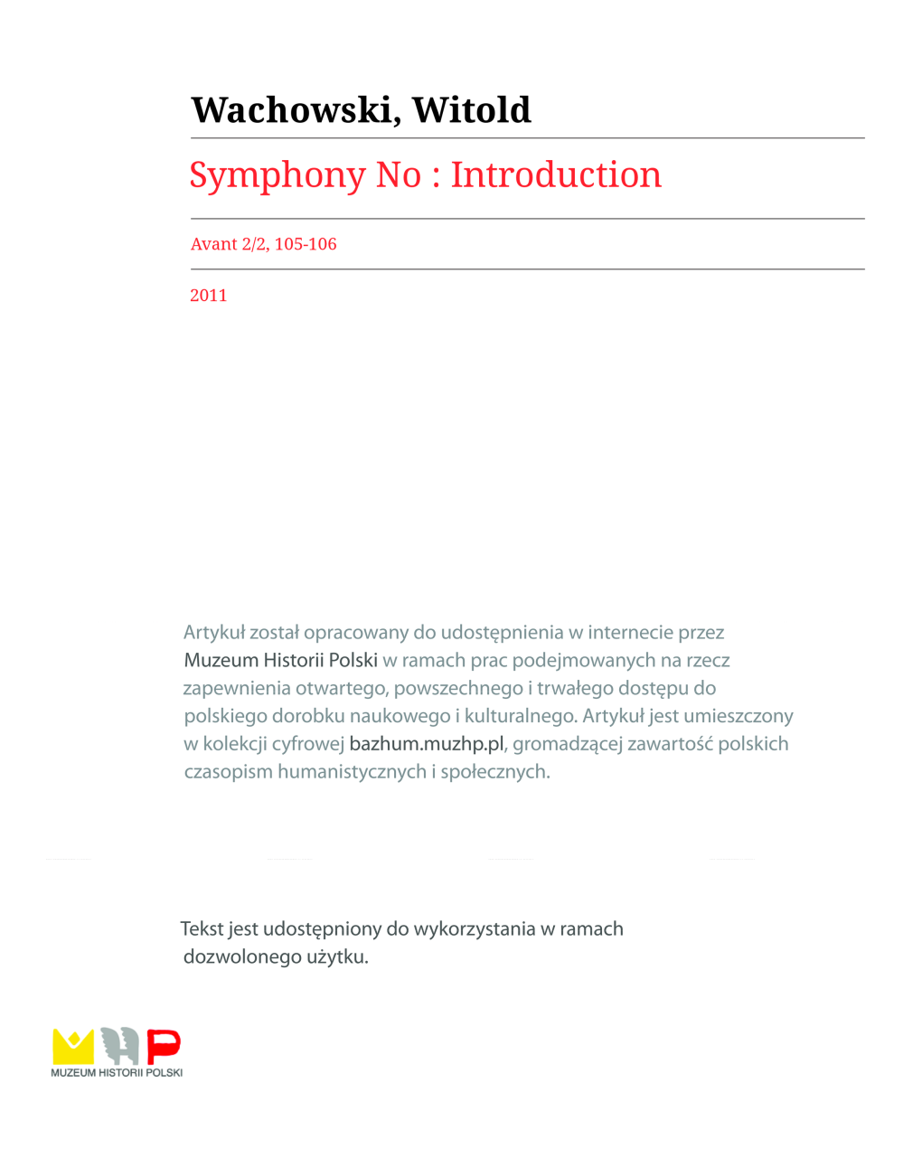 Symphony No Introduction