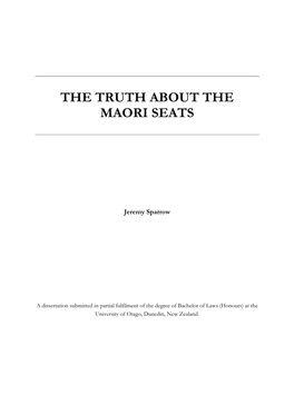 The Truth About the Maori Seats