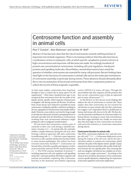 Centrosome Function and Assembly in Animal Cells