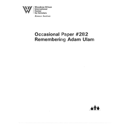 Occasional Paper #282 Remembering Adam Ulam