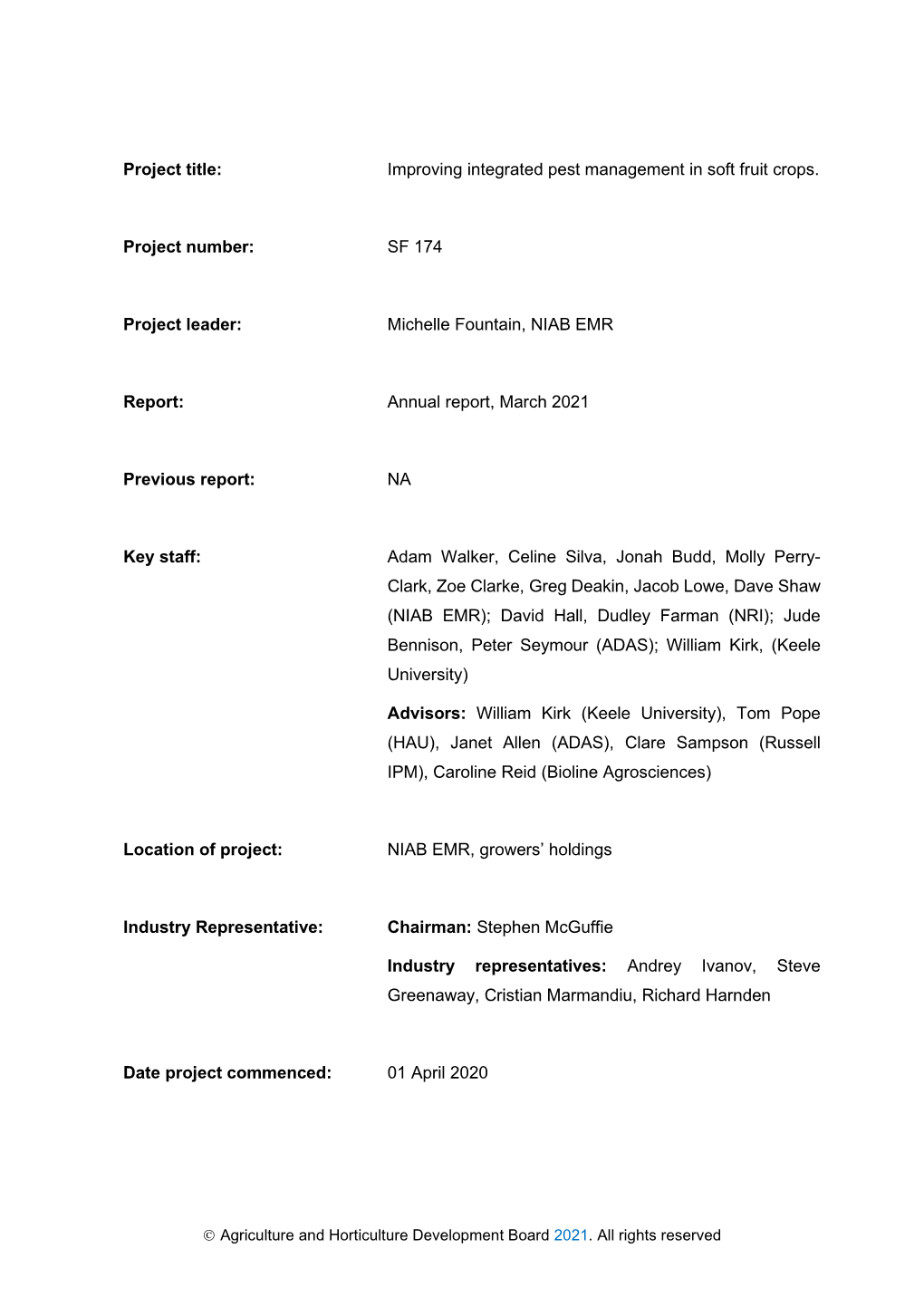 Project Title: Improving Integrated Pest Management in Soft Fruit Crops