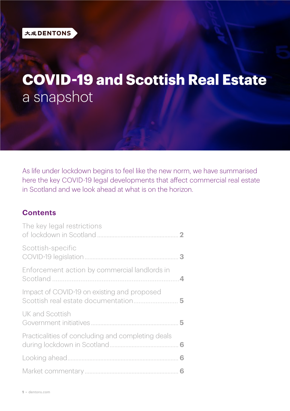 COVID-19 and Scottish Real Estate a Snapshot