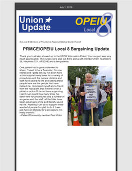 PRMCE/OPEIU Local 8 Bargaining Update