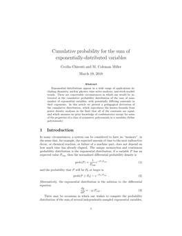 Cumulative Probability for the Sum of Exponentially-Distributed Variables