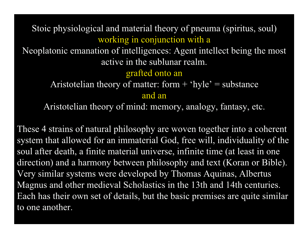 Stoic Physiological and Material Theory of Pneuma (Spiritus, Soul)