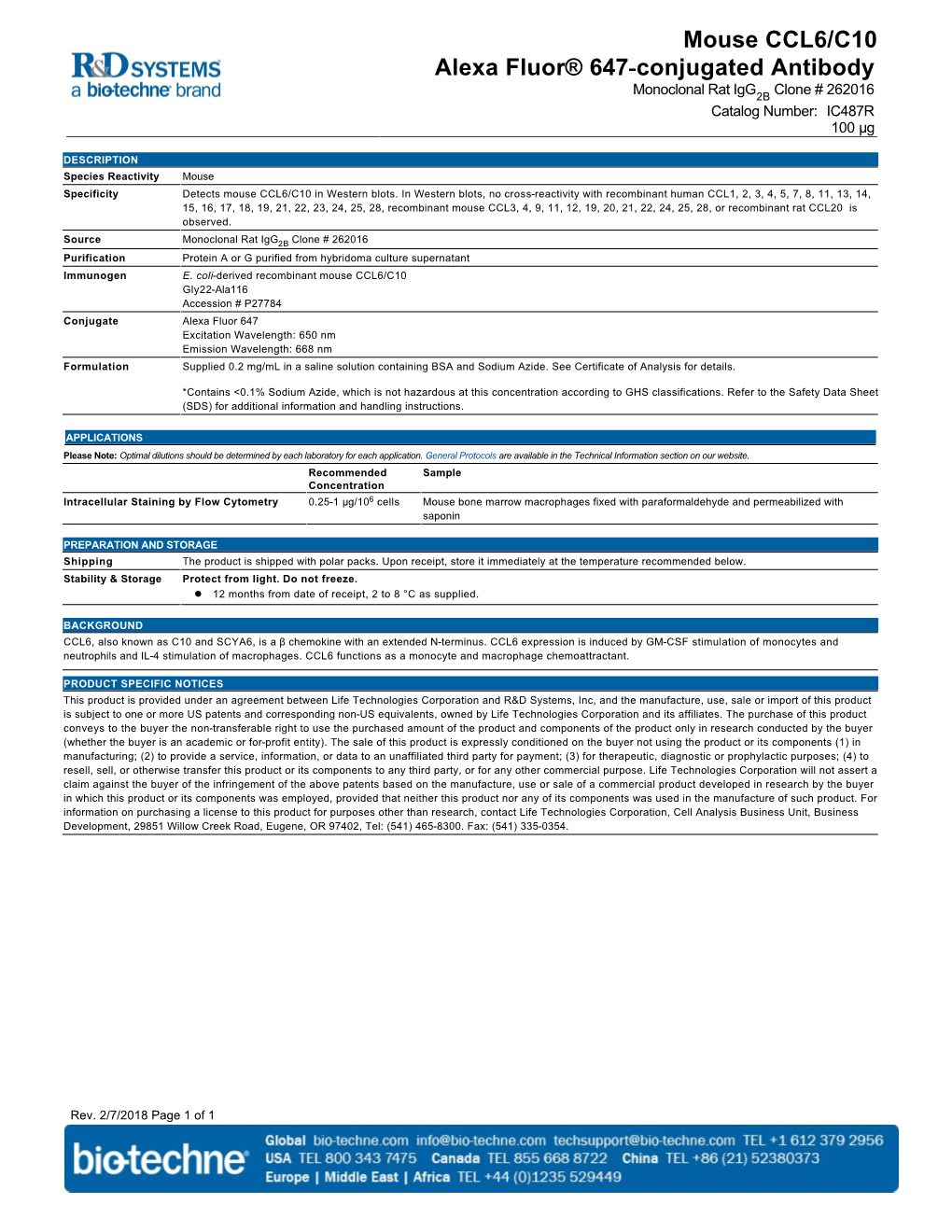 Mouse CCL6/C10 Alexa Fluor® 647-Conjugated Antibody