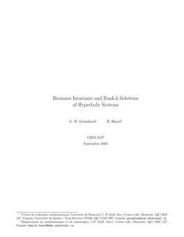 Riemann Invariants and Rank-K Solutions of Hyperbolic Systems