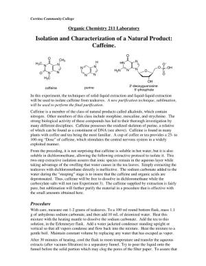 Isolation and Characterization of a Natural Product: Caffeine
