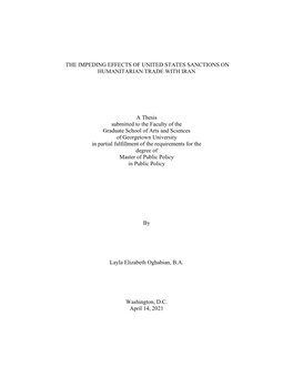 The Impeding Effects of United States Sanctions on Humanitarian Trade with Iran